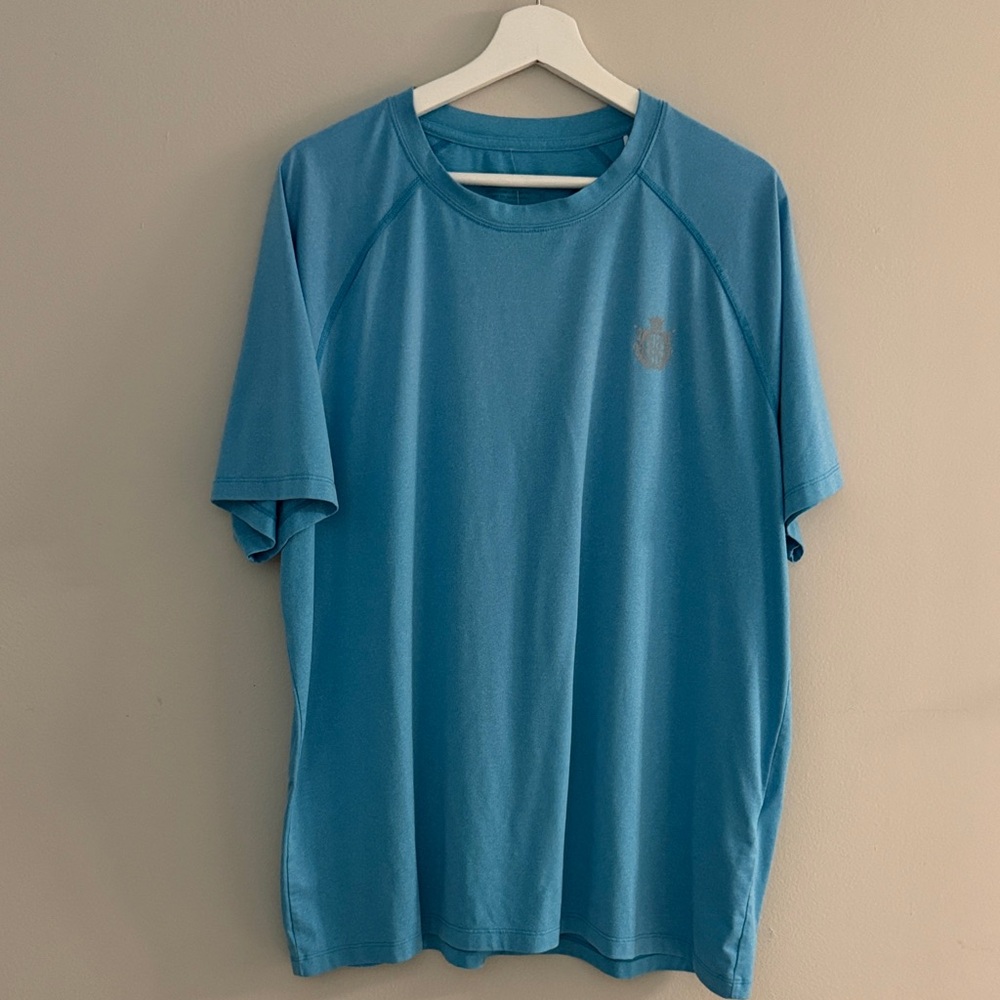 Peter Millar Mens XL Teal Blue Crew Neck‎ Pull Over Stretch T-Shirt